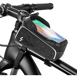 Bike Bag Bike Frame Bag Bike Phone Bag Handlebar Bag Phone Mount Pack, Front Top Tube Bag Sensitive Touch Screen Saddle Sun Visor Bag Waterproof Phone Case for Smartphones Below 6.5 (Handlebar Bag 5)