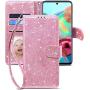 CHICASE Case for Galaxy A71 5G[NOT fit A71 5G UW/A71 4G],Flip Glitter Bling Cute Leather Wallet[Kickstand][Card Slots][Wrist Strap] Shockproof Protective Phone Cover for Samsung Galaxy A71 5G (Pink)