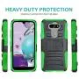 CasemartUSA Phone Case for [LG Aristo 5], [Refined Series][Green] Shockproof Protective Cover with Built-in Kickstand & Swivel Belt Clip Holster for LG Aristo 5 (T-Mobile, Metro, Sprint)