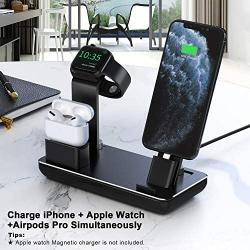 YoFeW 3 in 1 Charging Station for Apple Watch,iPhone and Airpods, Charger Stand Compatible with iwatch Series 5/4/3/2, iPhone 11 Pro Max/Xs/X Max/XR/X/8/8Plus/7/7 Plus, Airpods pro(Upgraded)