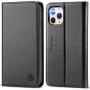 SHIELDON iPhone 11 Pro Max Case, Genuine Leather Auto Sleep Wake Wallet Case Flip Magnetic Cover RFID Blocking Card Slots Kickstand Shockproof Case Compatible with iPhone 11 Pro Max (6.5-inch) - Black