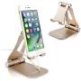 Cell Phone Stand Foldable YoShine Aluminum Phone Holder Phone Stand and Cable Organizer for Charging Desktop Cell Phone Holder Adjustable Phone Stand Dock for iPhone iPad/Mini Samsung Tablets - Gold