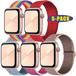 Esroyita 5 Pack Sport Band Compatible with Apple Watch 38mm 40mm 42mm 44mm,Soft Lightweight Breathable Adjustment Sport Wrist Strap Compatible with IWatch Series5/4/3/2/1