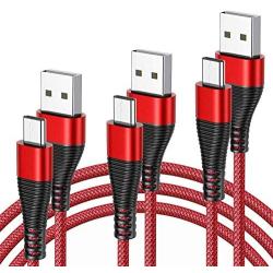 Type C Charging Cable USB 3A Fast,3-Pack AINOPE USB-A to USB-C Charger Cable Charge Durable Nylon Cord Compatible with Samsung Galaxy S10 S10E S9 S8 Plus Note 10 9 8,Moto Z,LG G8 G6