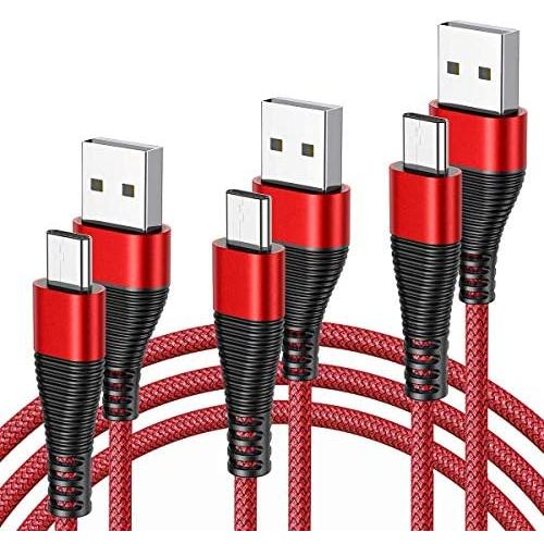 Type C Charging Cable USB 3A Fast,3-Pack AINOPE USB-A to USB-C Charger Cable Charge Durable Nylon Cord Compatible with Samsung Galaxy S10 S10E S9 S8 Plus Note 10 9 8,Moto Z,LG G8 G6