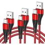 Type C Charging Cable USB 3A Fast,3-Pack AINOPE USB-A to USB-C Charger Cable Charge Durable Nylon Cord Compatible with Samsung Galaxy S10 S10E S9 S8 Plus Note 10 9 8,Moto Z,LG G8 G6