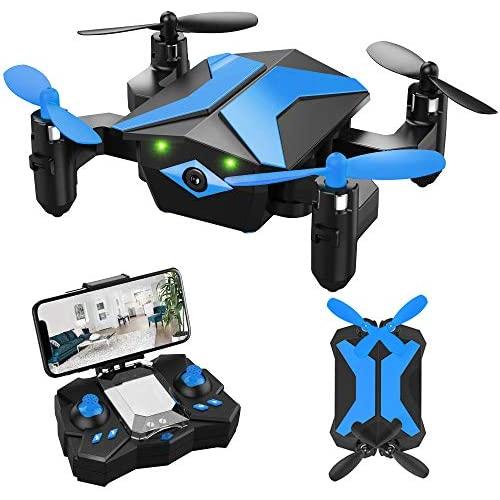 Drone for Kids - Attop Drones with Camera for Kids, AR Game Mode RC Mini Drone w/App Gravity/Voice Control/Trajectory Flight/Altitude Hold 360°Flip Kids Drone Foldable & Portable-Blue