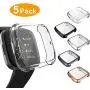 5 Packs Screen Protector Compatible Fitbit Versa 2 Case, GHIJKL Ultra-Thin Slim Soft TPU Protective Case All-Around Full Plated Cover Bumper Shell for Fitbit Versa 2, Clear/Black/Silver/Gray/Rose Gold