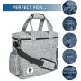 Top Dog Travel Bag - Airline Approved Travel Set for Dogs Stores All Your Dog Accessories - Includes Travel Bag, 2X Food Storage Containers and 2X Collapsible Dog Bowls - Gray