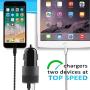 Car Charger, 3.1A Dual USB Car Charger Adapter, PowerDrive 2 Car Phone Chargers Compatible for iPhone XS/MAX/XR/X/8/7/7s/6/6s/5s/se/Plus, iPad, and More with 6ft Nylon Braided Charging Cable