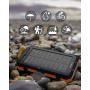 Solar Power Bank X-DRAGON 24000mAh Waterproof Portable Solar Charger with Dual Inputs(USB-C & Micro), Dual Flashlights, Compass for iPhone, iPad, Samsung, Cell Phones, Outdoors, Camping