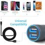 Dual USB Car Charger Adapter, Compatible for Apple iPhone 11 Pro Max/11 Pro/11/XS MAX/XS/XR/X/SE 2020/SE/8 Plus/8s/8/7 Plus/7s/7/6s/6/5s/5c/5/iPad Air/Mini, 2-Pack 3.3FT Braided Cable Cord Included