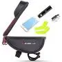 MOOZO Bike Handlebar Bag, Bicycle Phone Holder, Waterproof Cycling Frame Bags Top Tube Pouch Pannier Bike Phone Mount Stand for iPhone Xs MAX XR X 8 7 6 6S Plus Samsung S9 S8 S7 Smartphones Below 6