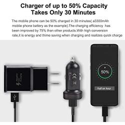 Fast Charger, Gobling Adaptive Fast Charging Kit for Samsung Galaxy S9/S8/S8 Plus/Note 8, Fast Car Charger Type-C 2.0 Cables Kit 5 Feet Quick Charge Wall Charger