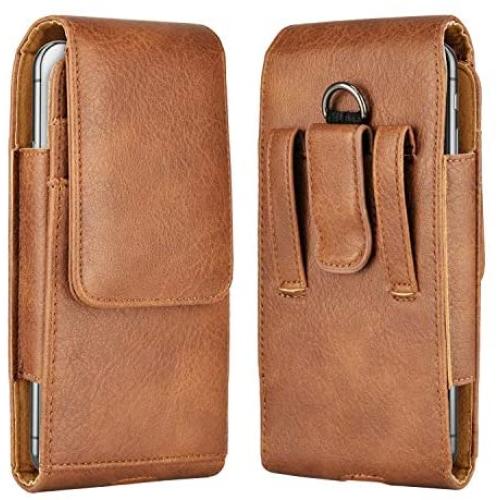 Takfox Phone Holster for Samsung Galaxy S20 S10 S10e S9 S8 S7 Edge,Note 10 Note 9 Note 8,A10e A20 A30 A50, J7 J3 Cell Phone Belt Clip Holster Premium Leather Carrying Phone Pouch w Card Holder,Brown