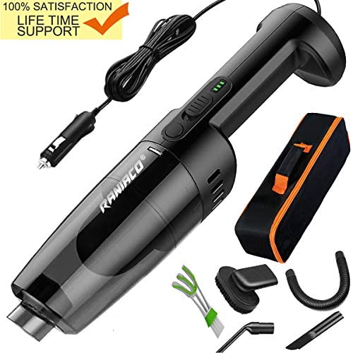 Car Vacuum Cleaner Handheld Lightweight- Innovational 12V 33000r/min Strong Suction Mini Portable Car Interior Cleanner,120W High Power Corded Wet Dry with 6PC Attachments-Life Time Warranty