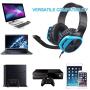 Sades R17 Stereo Gaming Headset for Xbox One PS4 PC, Surround Sound Over-Ear Headphones with Anti-Noise Mic,Volume Control for Laptop, Mac,Smartphone,Games -Black Blue.