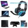 Sades R17 Stereo Gaming Headset for Xbox One PS4 PC, Surround Sound Over-Ear Headphones with Anti-Noise Mic,Volume Control for Laptop, Mac,Smartphone,Games -Black Blue.