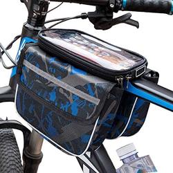 MARXIAO Bicycle Bag Front Beam Bag with Tube Bag, Mountain Bike Bag Saddle Bag Touch Screen Mobile Phone Bag Accessories Riding Equipment