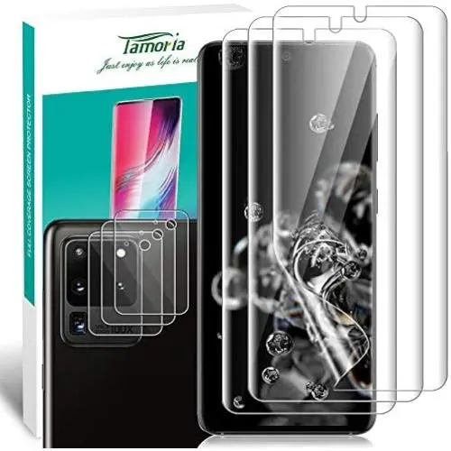 [6 Pack] Tamoria Galaxy S20 Ultra Screen Protector + Camera Protector TPU Film 4th Generation with Installation Kit Ultrasonic Fingerprint Compatible for Samsung Galaxy S20 Ultra 5G