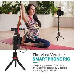 Movo VXR10+ Smartphone Video Rig with Mini Tripod, Phone Grip, and Video Microphone Compatible with iPhone 11, 11 Pro, XS, XR, X, 8, 7, 6S, 6, 5S and Android - for YouTube, Filming, Vlogging Kit Gear