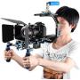 Neewer Film Movie Video Making System Kit for Canon Nikon Sony and Other DSLR Cameras Video Camcorders, includes: C-shaped Bracket,Handle Grip,15mm Rod,Matte Box,Follow Focus,Shoulder Rig (Blue+Black)