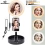 Selfie LED Ring Light, 6.5‘’ Selfie Cirle Led Light with Stand & Phone Holder, Make-up Mirror USB Control with Camera Remote Shutter 10 Brightness Levels Dimmable LED Ring Light for Makeup, Game Live