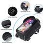 TURATA Bike Bags Bicycle Front Frame Bag Waterproof Handlebar Cycling Top Tube Pannier Touch Screen Sun Visor Large Capacity Mobile Phone Holder Fits Phones Below 6.5 Inches