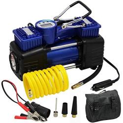 FORUP Dual Cylinder Air Compressor Pump, Heavy Duty Portable Air Pump, 150 PSI, LCD Backlit Digital Display, Auto 12 V Tire Inflator for Car, Truck, RV, Bicycle and Other Inflatables