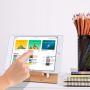 Cell Phone Stand-Bamboo Wooden Desktop Tablet Holder-Desktop Stand Holder Cradle for All iOS & Android Smartphone, Tablets, iPad, iPhone X XS Max XR (4-8 inch)