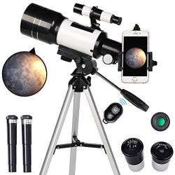 ToyerBee Telescope for Kids& Beginners, 70mm Aperture 300mm Astronomical Refractor Telescope, Tripod& Finder Scope- Portable Travel Telescope with Smartphone Adapter and Wireless Remote