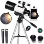 ToyerBee Telescope for Kids& Beginners, 70mm Aperture 300mm Astronomical Refractor Telescope, Tripod& Finder Scope- Portable Travel Telescope with Smartphone Adapter and Wireless Remote