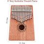 Kalimba 17 Key Thumb Piano, Easy to Learn Portable Musical Instrument Gifts for Kids Adult Beginners with Tuning Hammer and Study Instruction Mbira, Wood Finger Piano