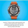 Garmin Fenix 6 Sapphire Titanium with Orange Band, Premium Multisport GPS Watch (010-02158-13) and Texel 10,000mAh Portable Battery Pack, Wall and Car Charger Bundle