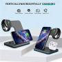 MITERV Wireless Charger, 3 in 1 Qi-Certified Fast Charging Dock Station for iPhone 11/11 Pro Max/XR/XS/X/8/8P Nightstand Mode for Apple Watch Series 5/4/3/2/1 Airpods Pro/2/1 (Black)