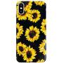 J.west iPhone Xs Max Case Vintage Flower Floral, Cute Yellow Sunflowers Black Soft Cover for Girls/Women Sturdy Flexible Slim fit Fashion Design Pattern Drop Protective Case for iPhone Xs Max