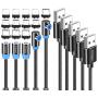 Drtopey USB Magnetic Charging Cable [5Pack 3ft/3ft/6ft/6ft/10ft] 3 in 1 Nylon Braided Code with Led Light,Compatible with Micro USB,Type C and iProduct(Black)