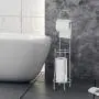 Tangkula Toilet Paper Holder Stand, Chrome Finish and Iron Framework, No Assembly Required, Free Standing Toilet Paper Roll Holder with Dispenser for Bathroom Storage (Silver) Tangkula Toilet Paper Holder Stand, Chrome Finish and Iron Framework, No Assembly Required, Free Standing Toilet Paper Roll Holder with Dispenser for Bathroom Storage (Silver)