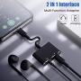 Dual Headphone Adapter Dongle Charger Jack AUX Audio 3.5 mm for iPhone 7/7Plus/8/8Plus/X/XS/XR/XS Max/ 11/11 Pro/11 Pro Max Accessory Compatible All iOS Systems