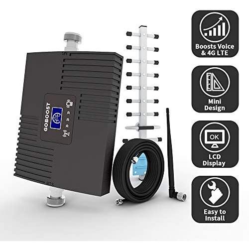 Goboost 4G LTE Cell Phone Signal Booster AWS 1700MHz Band 4 Cellular Signal Amplifier Repeater Verizon AT&T Yagi Kit for Home Village