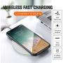 Wireless Charger Fast Ultra Slim 10W Wireless Charger White Qi-Certified，Universal Wireless Charging Station Pad Compatible for Smart Phones (No AC Adapter)