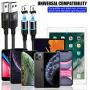 i0S 4ft Magnetic Charging Cable 2 Pack, 3 Tips 3 Cables, CAFELE USB 3.0 Fast Charging Magnetic Cable, Data Transfer Nylon Braided Cord with LED Light, Auto Connect, Use for iPH0NE i -Pad - Black