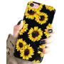 J.west iPhone SE 2020 Case,iPhone 8 & iPhone 7 Case, Vintage Floral Cute Yellow Sunflowers Black Soft Cover for Girls Women Flexible Fashion Design Pattern Drop Protective Case for iPhone 7/8 4.7 inch