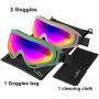 LJDJ Ski Goggles, Pack of 2 - Snowboard Adjustable UV 400 Protective Motorcycle Goggles Outdoor Sports Tactical Glasses Dust-Proof Combat Military Sunglasses for Kids Boys Girls Youth Men Women