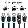 Magnetic Charging Cable, (5-Pack, 1ft/3ft/6ft/6ft/10ft) 3 in 1 USB Magnetic Phone Charger Cable Nylon Braided Magnet Charger Cable Compatible with Micro USB, Type C Smartphone and iProduct Device