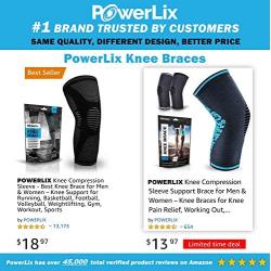 POWERLIX Knee Compression Sleeve Support Brace for Men & Women – Knee Braces for Knee Pain Relief, Working Out, Running, Sports, Strain, Swelling, Injury, Meniscus Tear, Arthritis – Check Sizing Chart