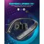 Bluetooth Headphones Speaker 2 in 1,Bluenin Neckband Wireless Headset with Mic Sweatproof Wearable Speaker Bluetooth 5.0 Headphones Retractable Earbuds with Carrying Case（Black）