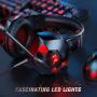 RUNMUS Gaming Headset Xbox One Headset PS4 Headset with 7.1 Surround Sound Noise Cancelling Mic & LED Light, Compatible with Xbox One (Adapter Not Included) PS4 PC Laptop