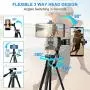 Phone Tripod,57" Extendable Travel Tripod Stand with Cell Phone Tripod Holder,Smartphone Remote Shutter,Compatible with iPhone/Android Phone,Camera,Gopro Phone Tripod,57" Extendable Travel Tripod Stand with Cell Phone Tripod Holder,Smartphone Remote Shutter,Compatible with iPhone/Android Phone,Camera,Gopro