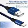WUYA iPhone Charger, MFi Certified Lightning Cable 5 Pack (3/3/6/6/10FT) Nylon Woven with Metal Connector Compatible iPhone Xs Max/X/8/7/Plus/6S/6/SE/5S iPad - Black&Blue